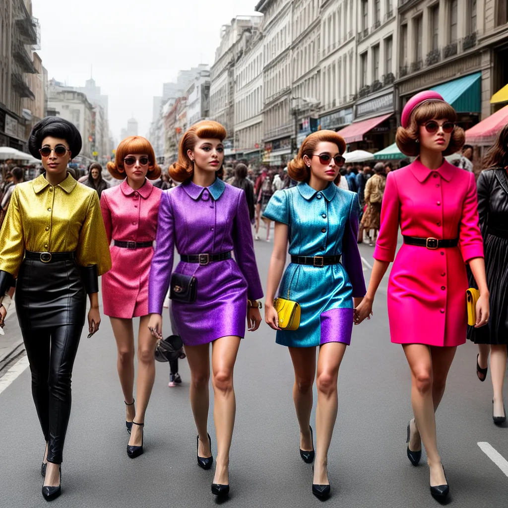 moda 1960 mulheres roupas coloridas