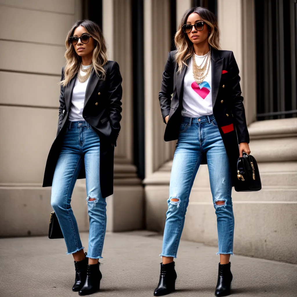 mulher estilosa blazer camiseta jeans botas mulher estilosa blazer camiseta jeans botas