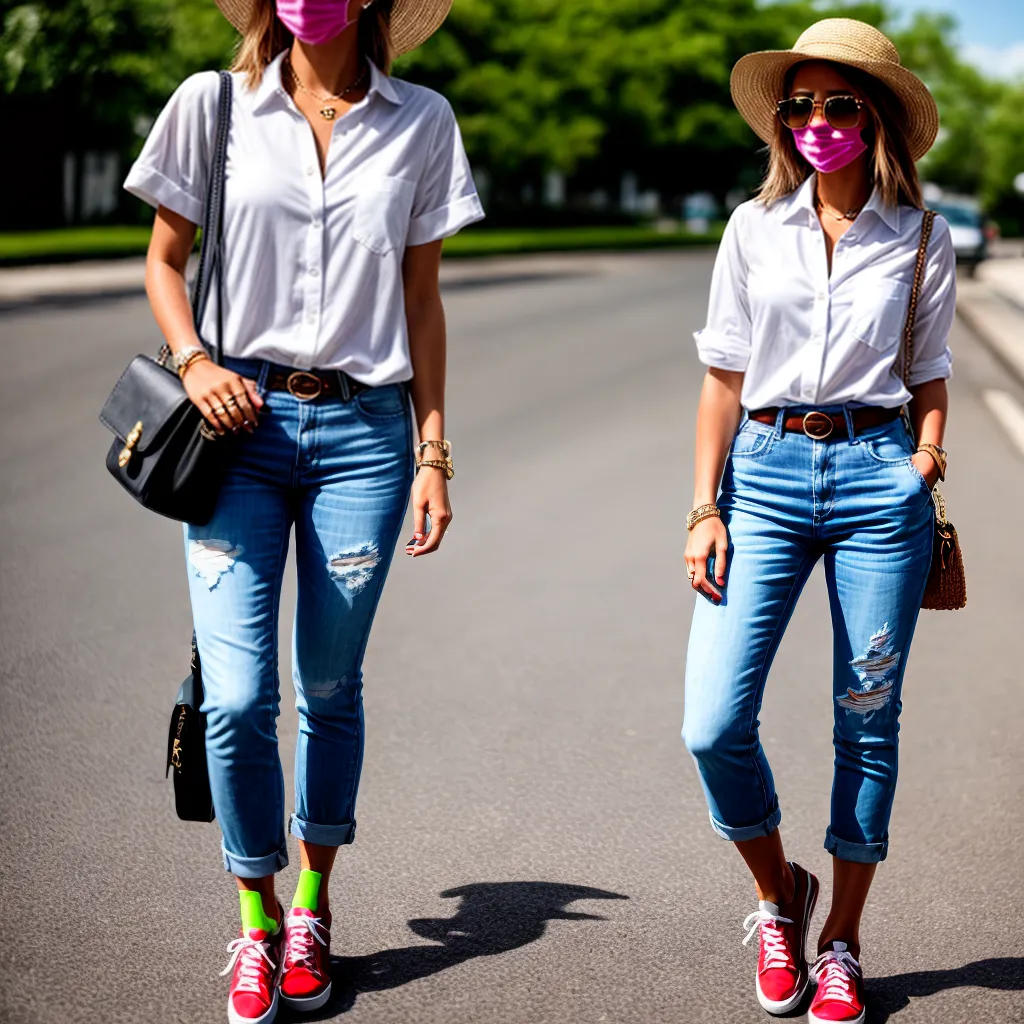 mulher estilosa camisa jeans acessorios