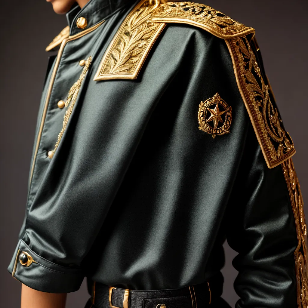 jaqueta militar bordado ouro tendencia