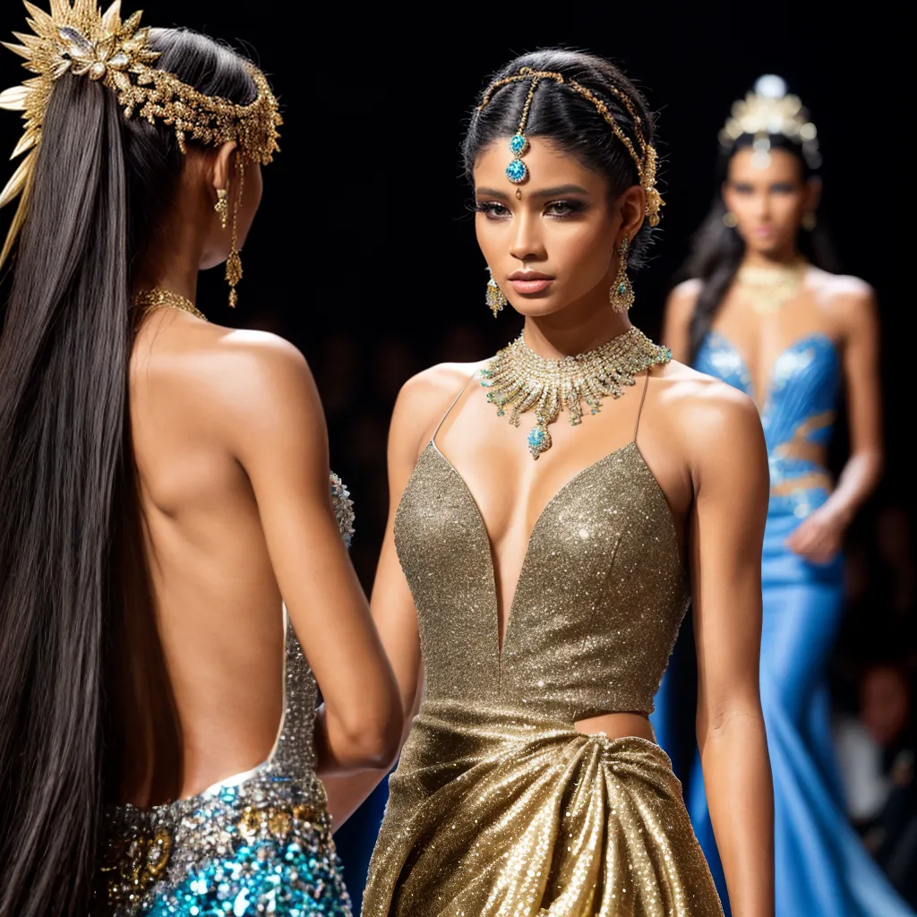 modelo passarela vestido celestial esoterico