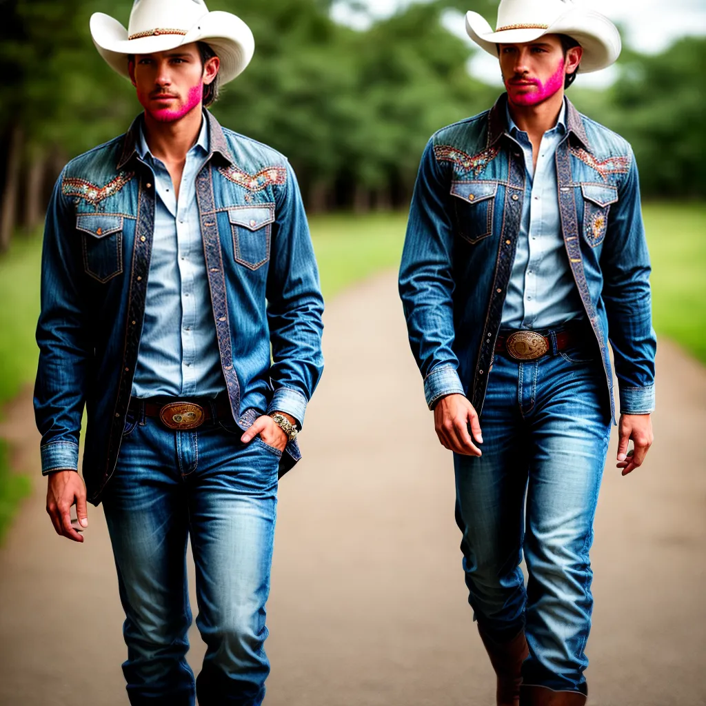 modelo masculino cowboy camisa denim