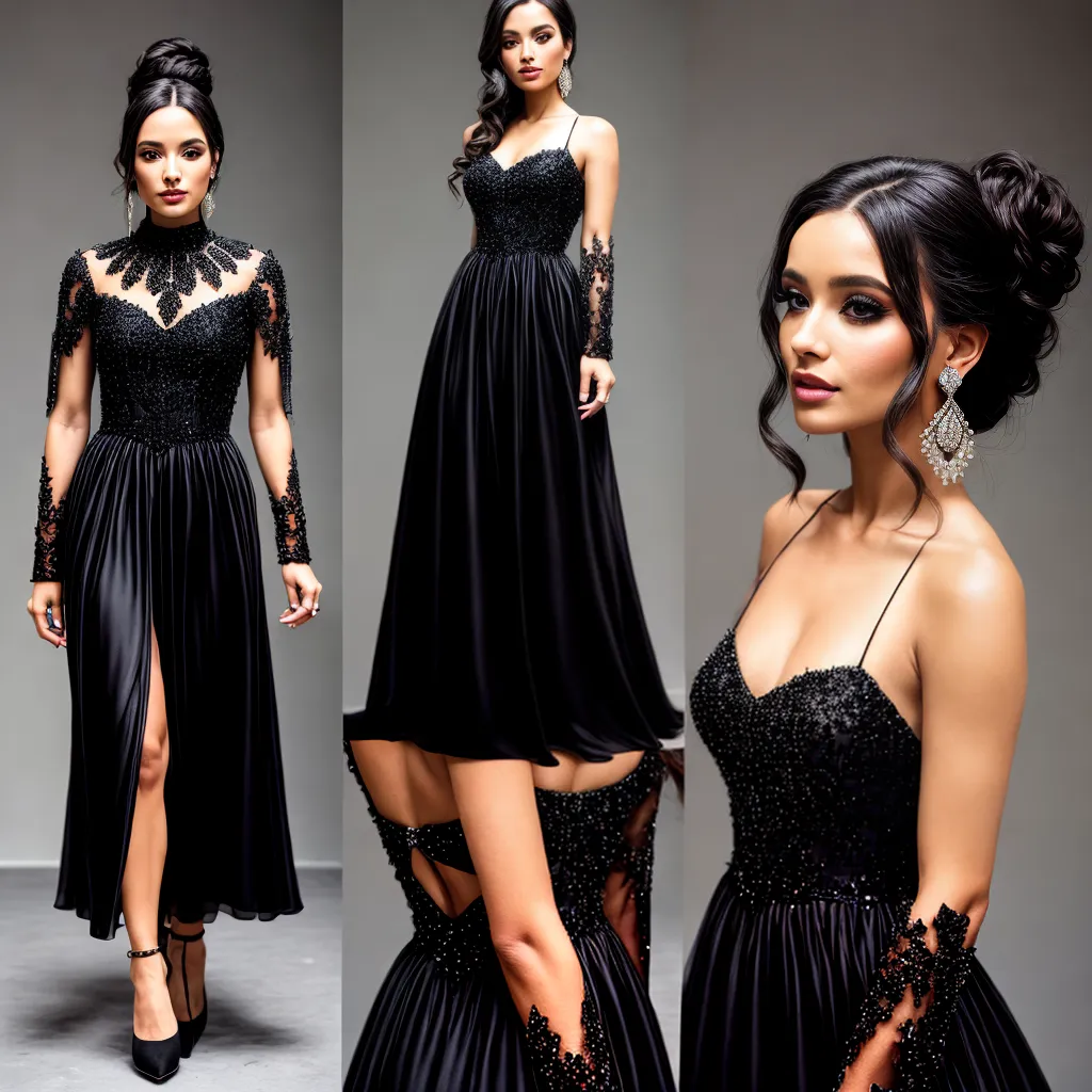 vestido noite preto beleza elegancia