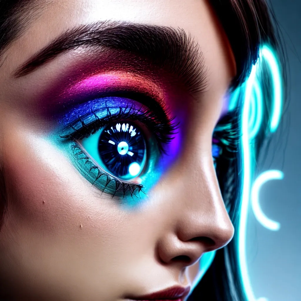 mulher rosto chip holografico tecnologia mulher rosto chip holografico tecnologia