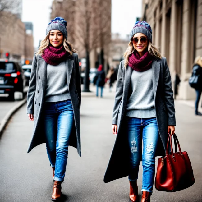 mulher estilosa sueter jeans botas