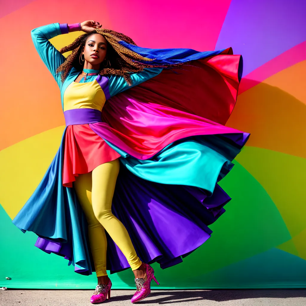 mulher estilosa vestido colorido musica