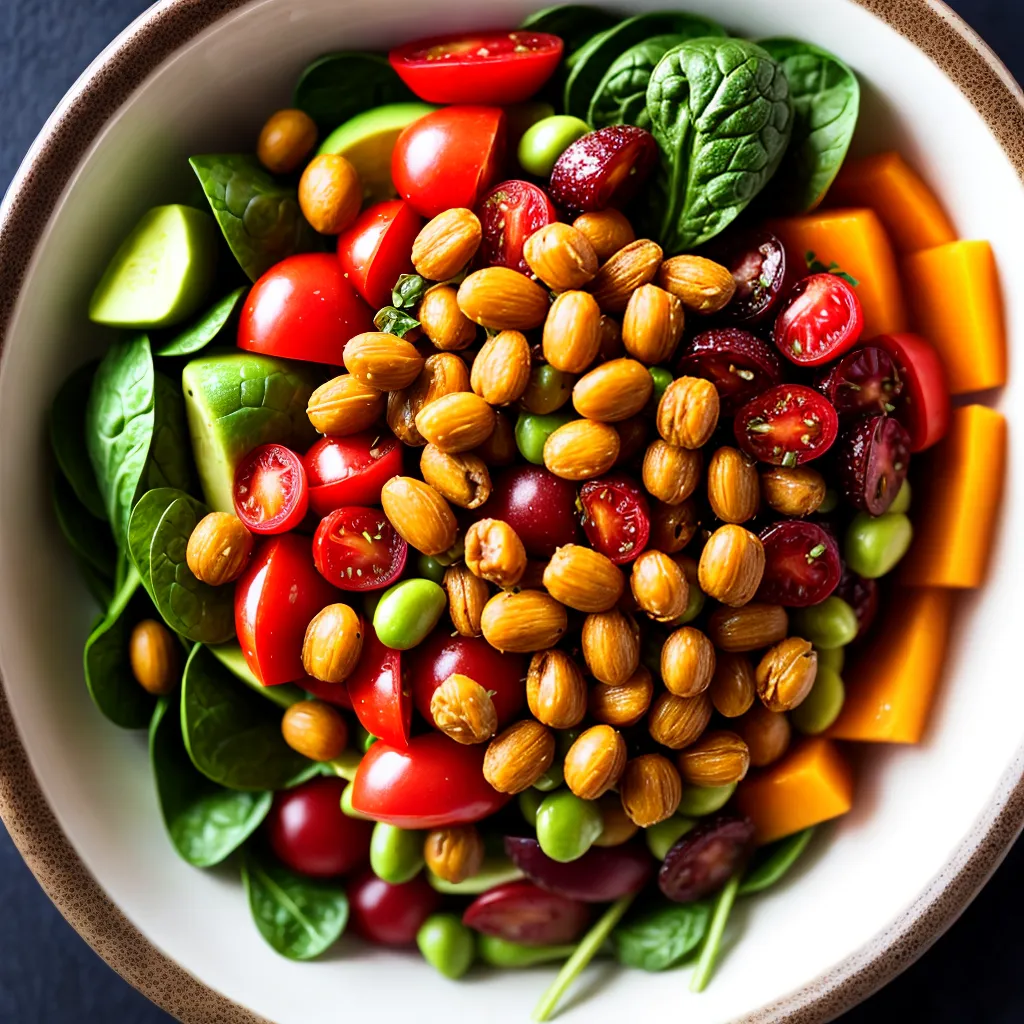 salada proteica colorida vegetais