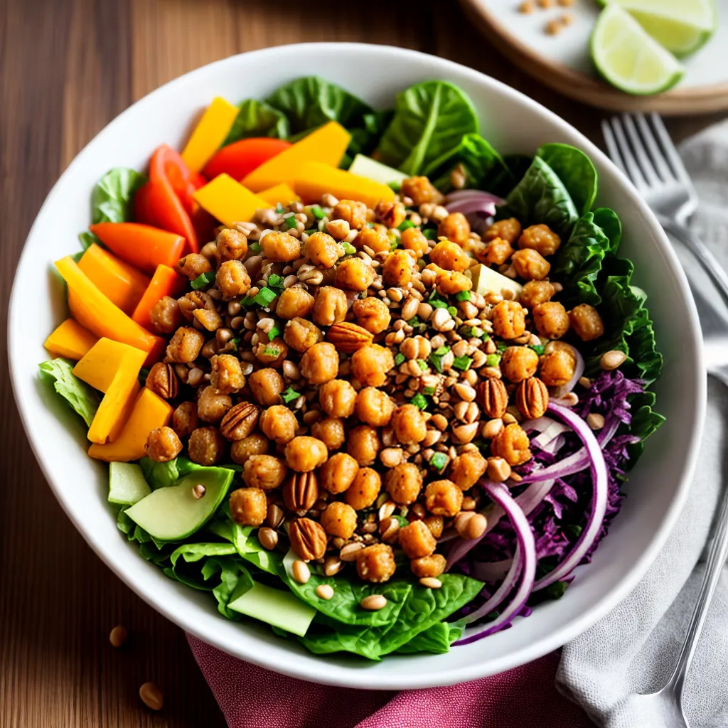 salada proteica colorida tofu quinoa leguminosas