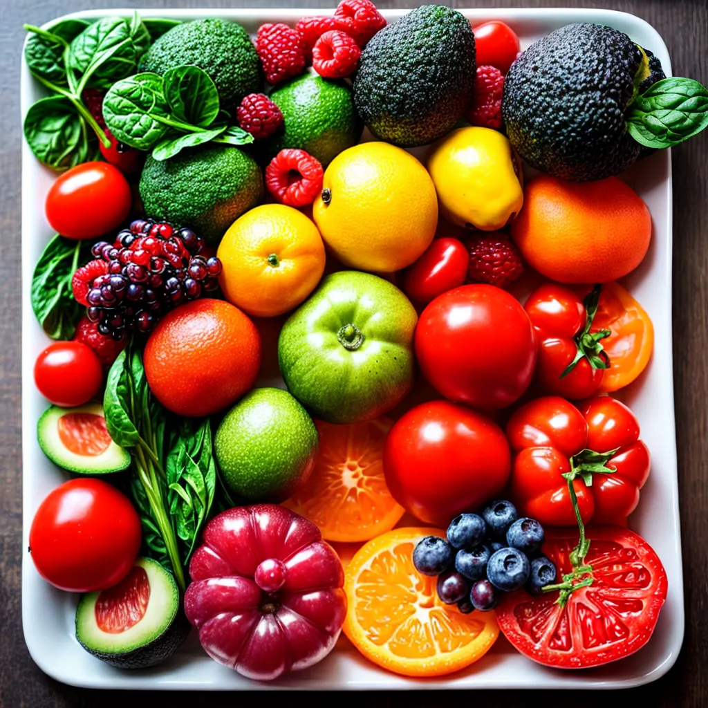 prato colorido frutas vegetais pele saudavel