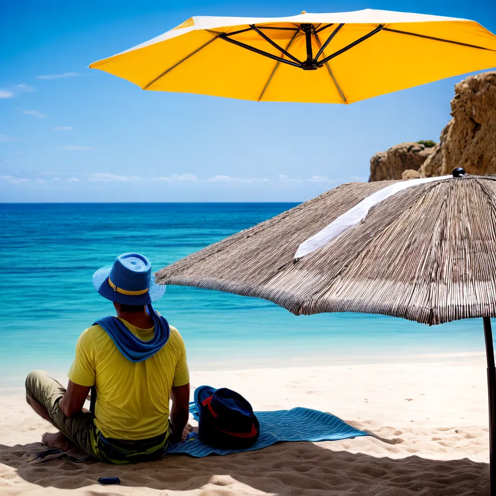 homem praia protetor solar ombrelone