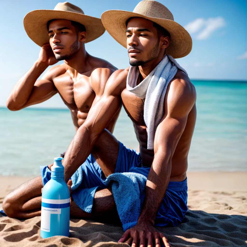 protecao solar homem praia