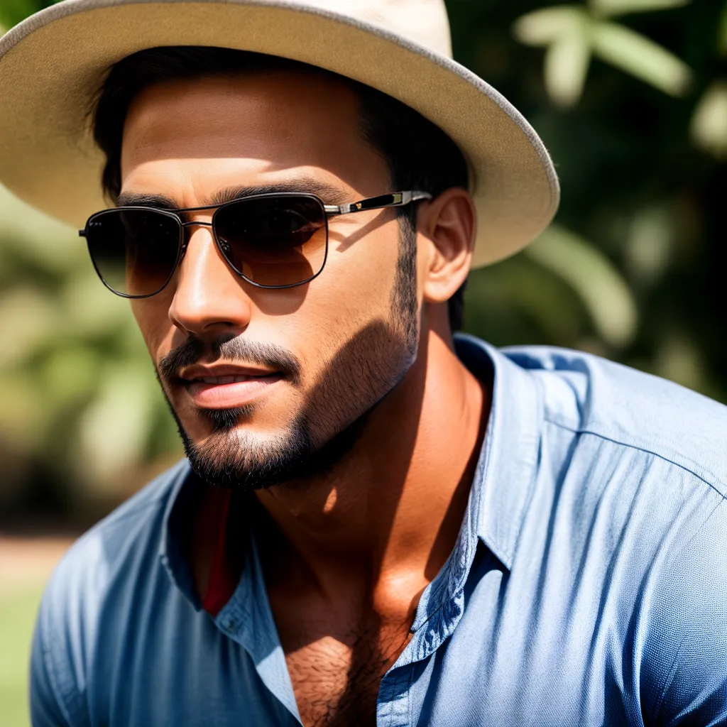 homem sorrindo oculos chapeu protecao solar