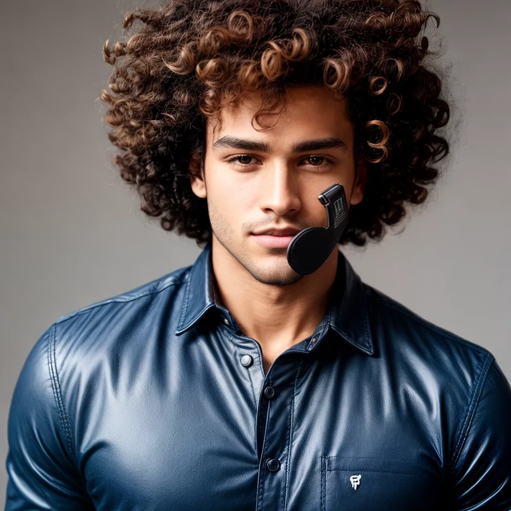 homem confiante cabelo cacheado estiloso