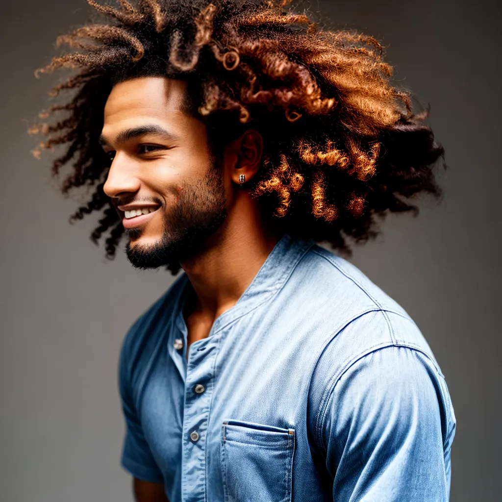 cabelo cacheado estiloso homem confiante cabelo cacheado estiloso homem confiante