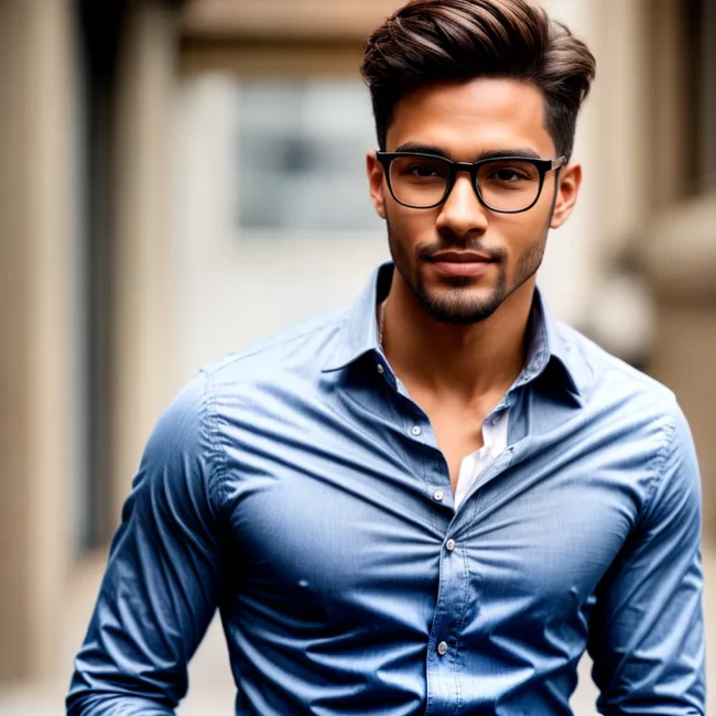 homem estiloso oculos barba