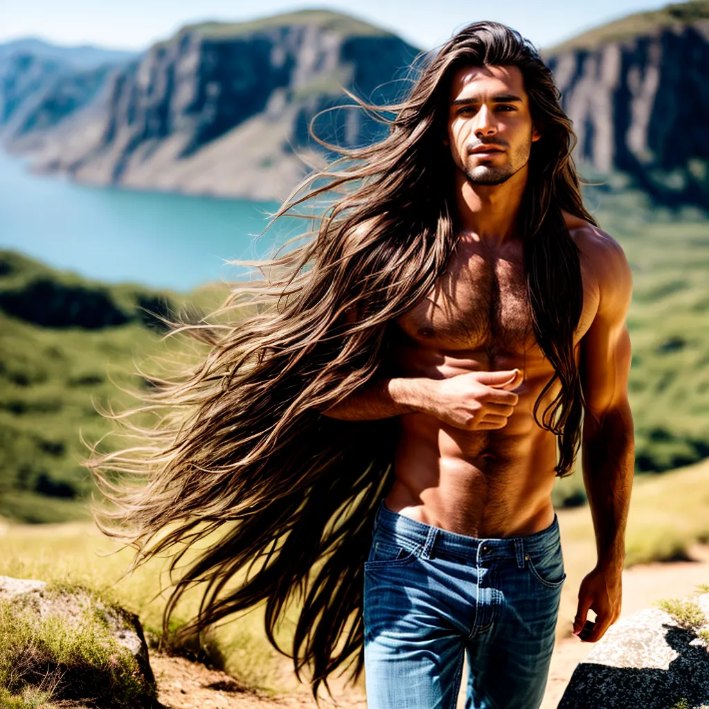 homem cabelo longo autoconfianca paisagem