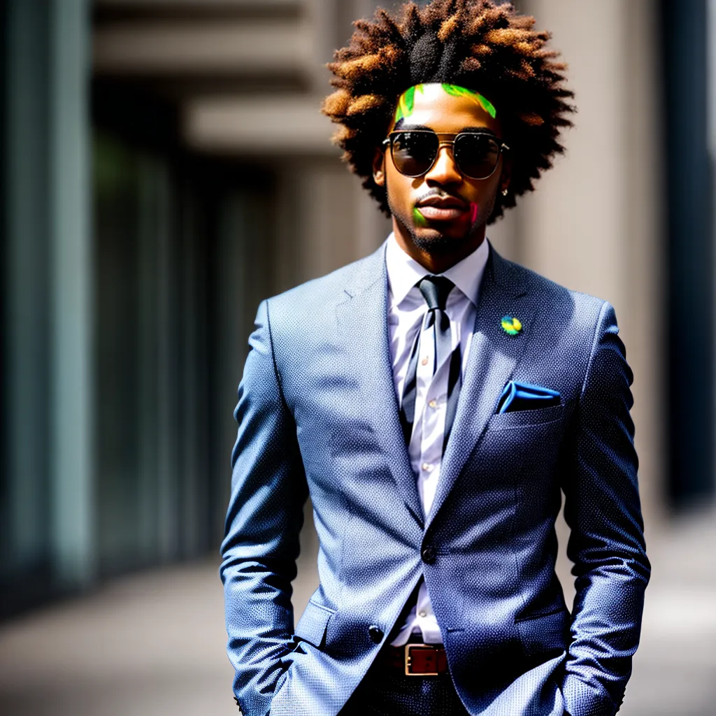 homem estiloso cabelo afro traje urbano homem estiloso cabelo afro traje urbano