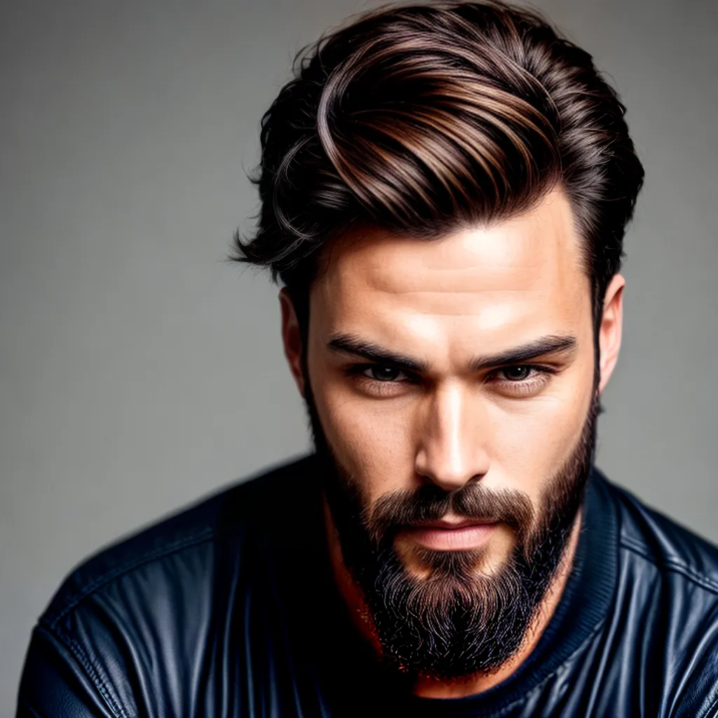 homem confiante barba cabelo estiloso