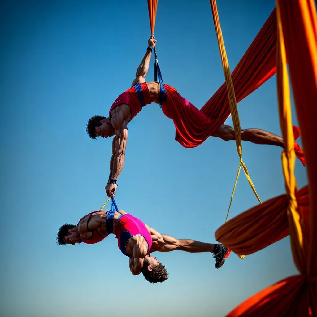 aerial yoga homem forca beleza por do sol