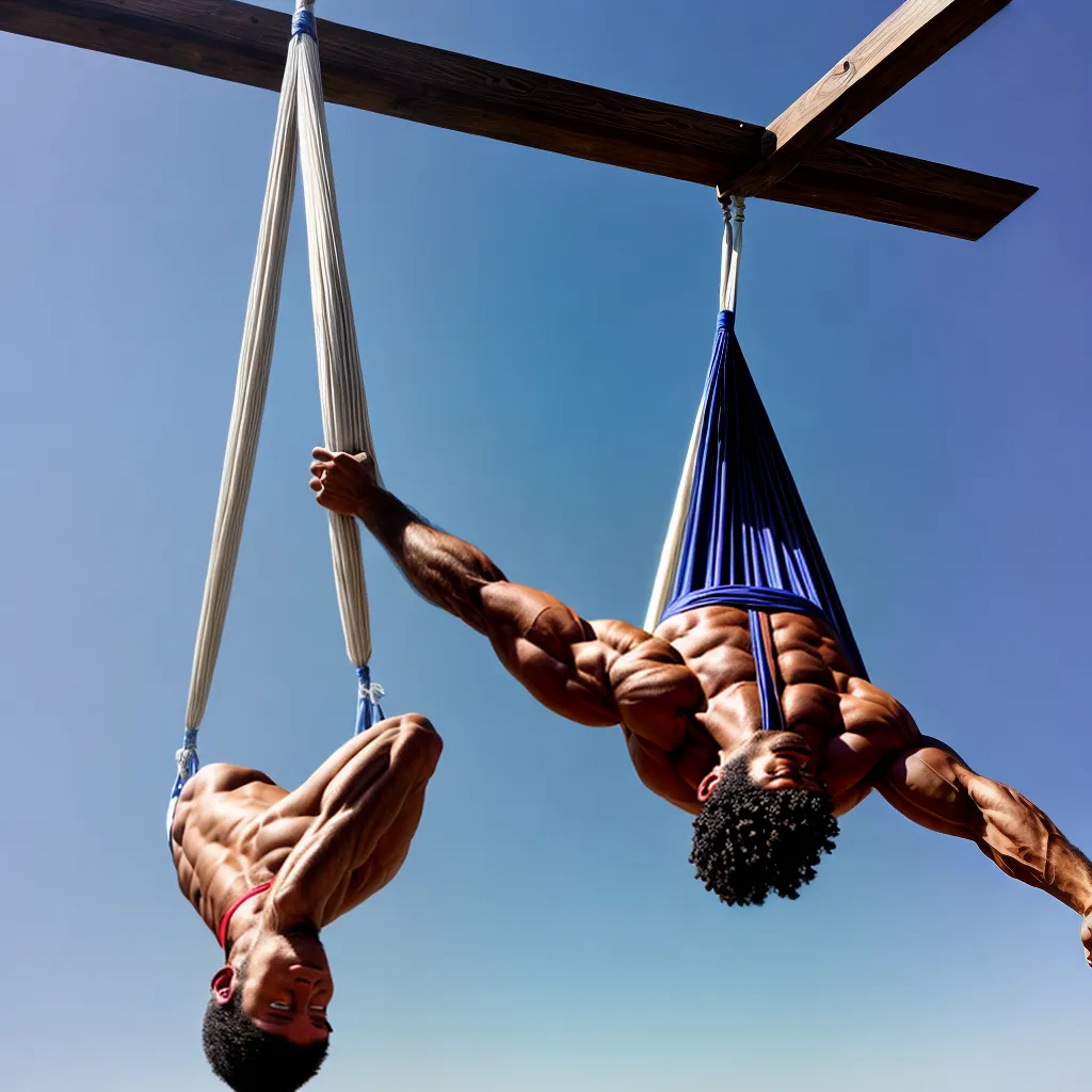 aerial yoga homem musculoso