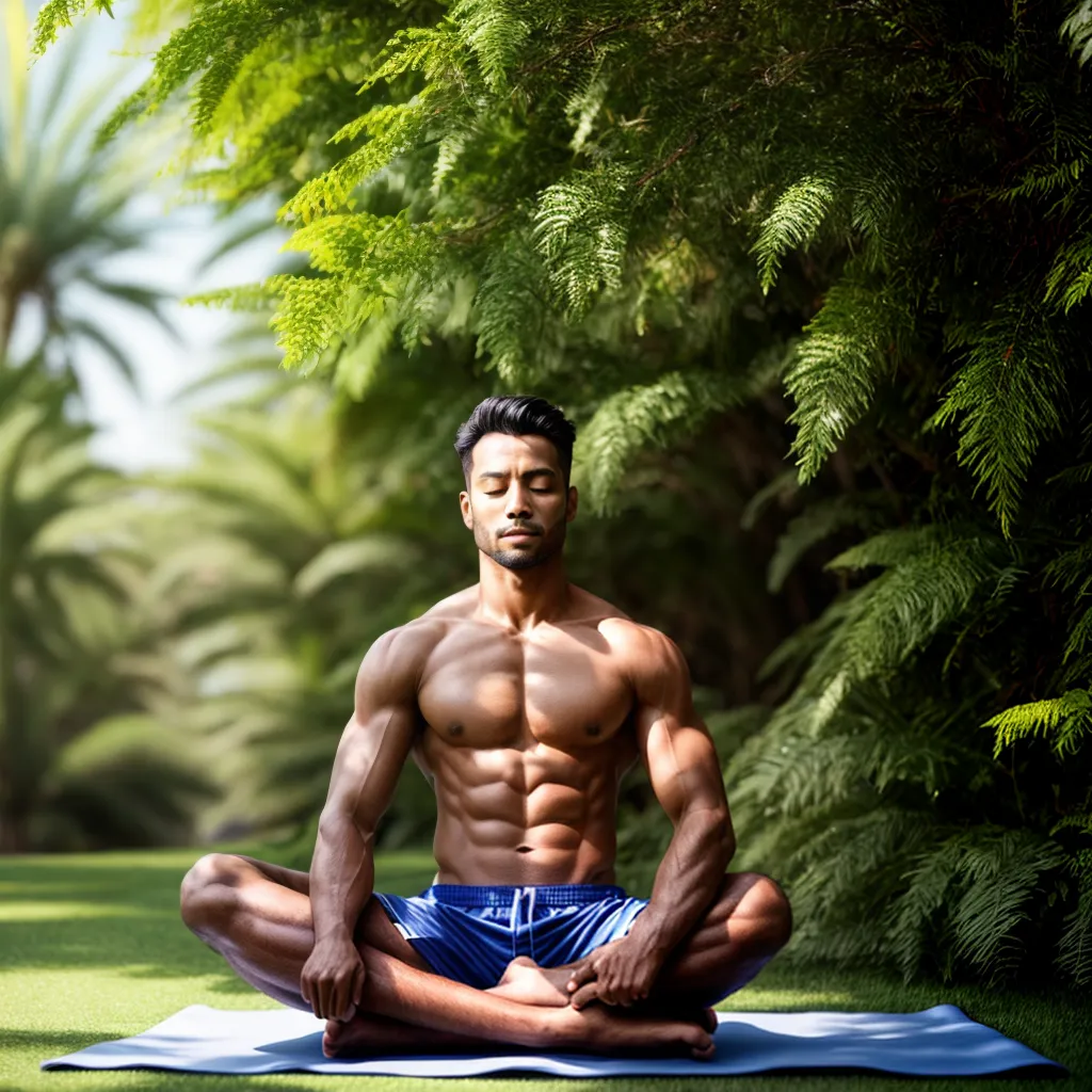 homem meditando plantas verdes homem meditando plantas verdes