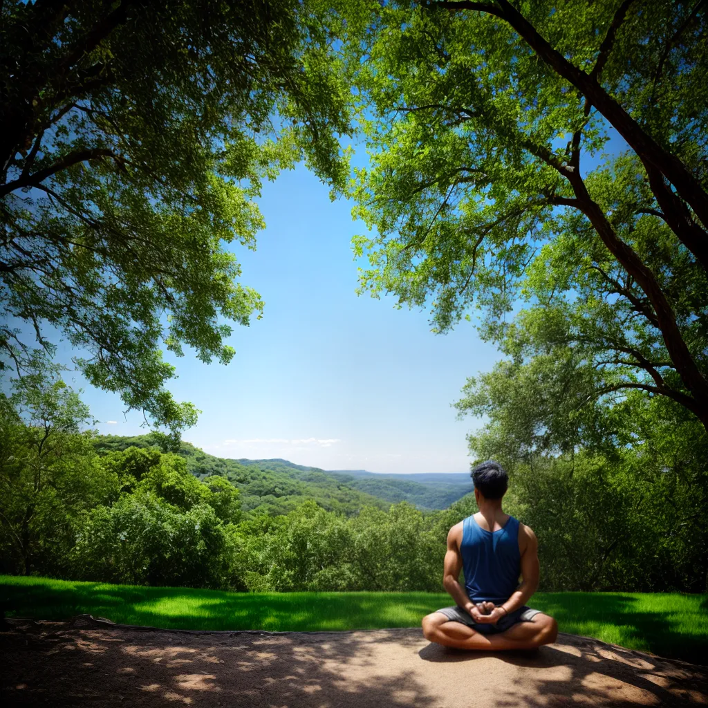 homem meditando natureza serenidade homem meditando natureza serenidade