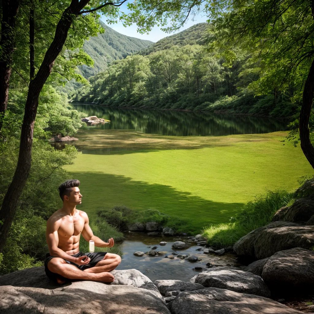 homem meditando natureza bem estar homem meditando natureza bem estar