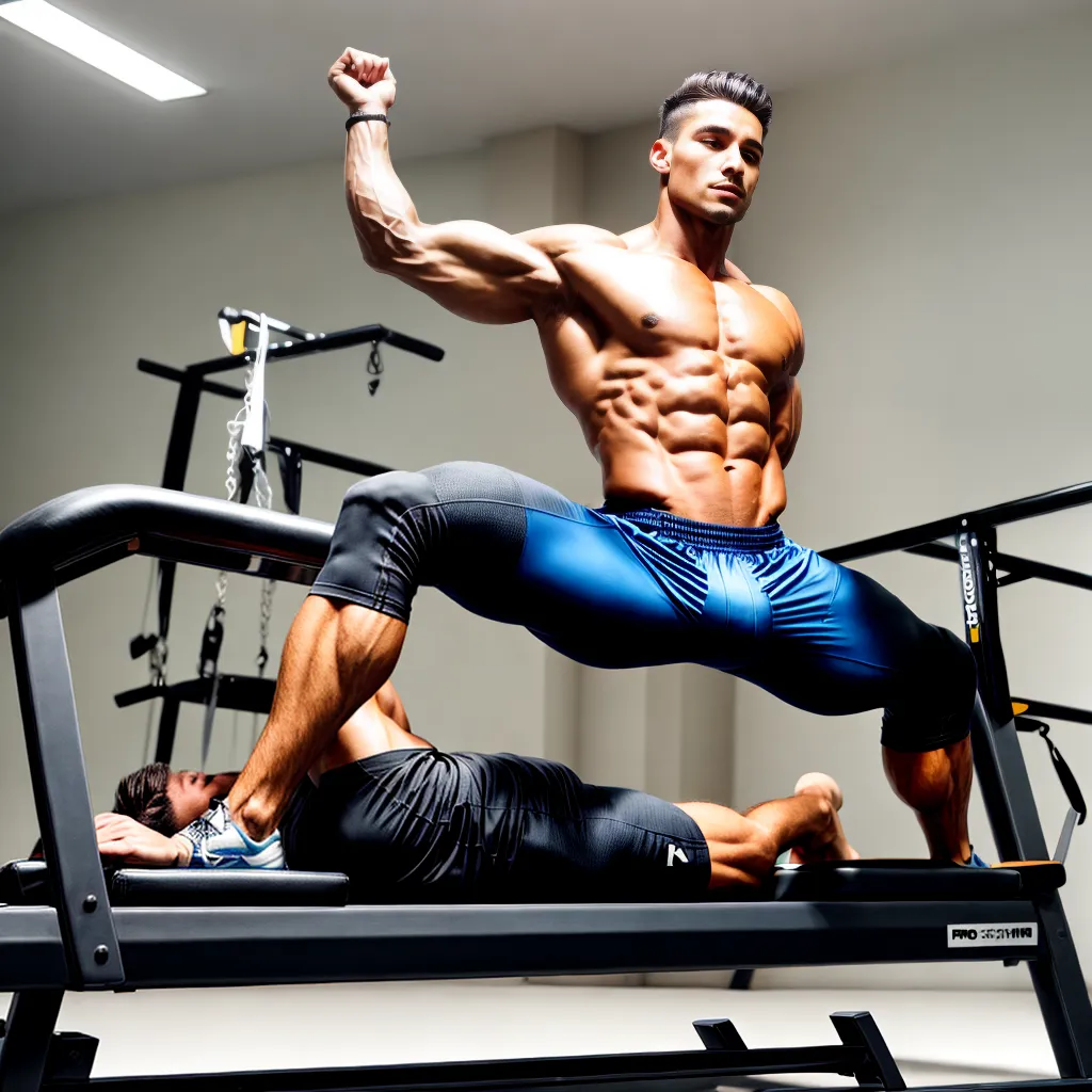 homem musculoso pilates reformer homem musculoso pilates reformer
