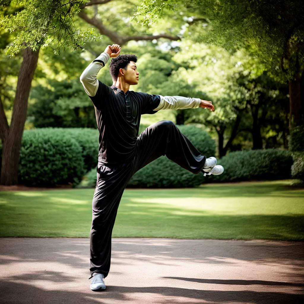 tai chi homem movimento parque