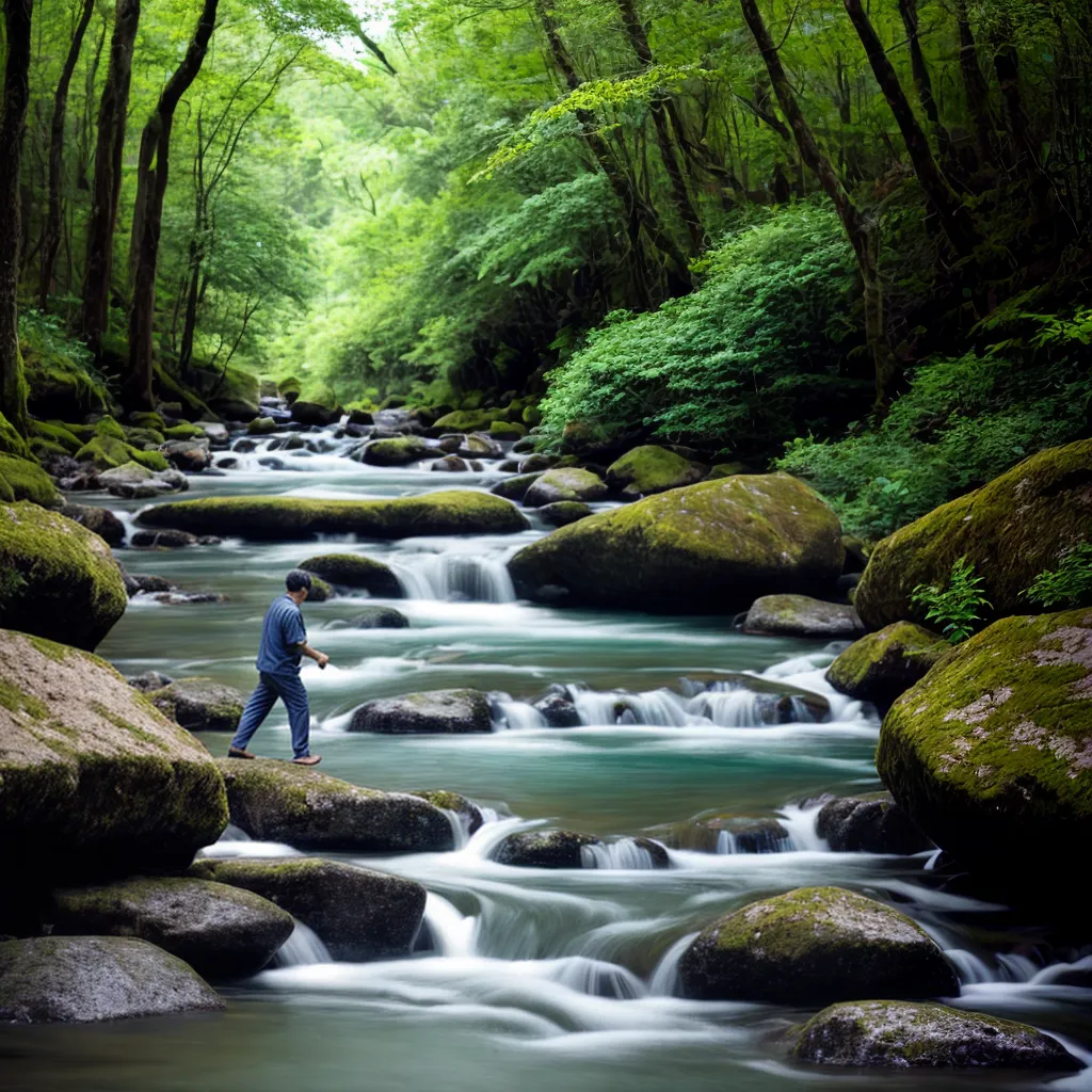 paisagem rio floresta tai chi harmonia