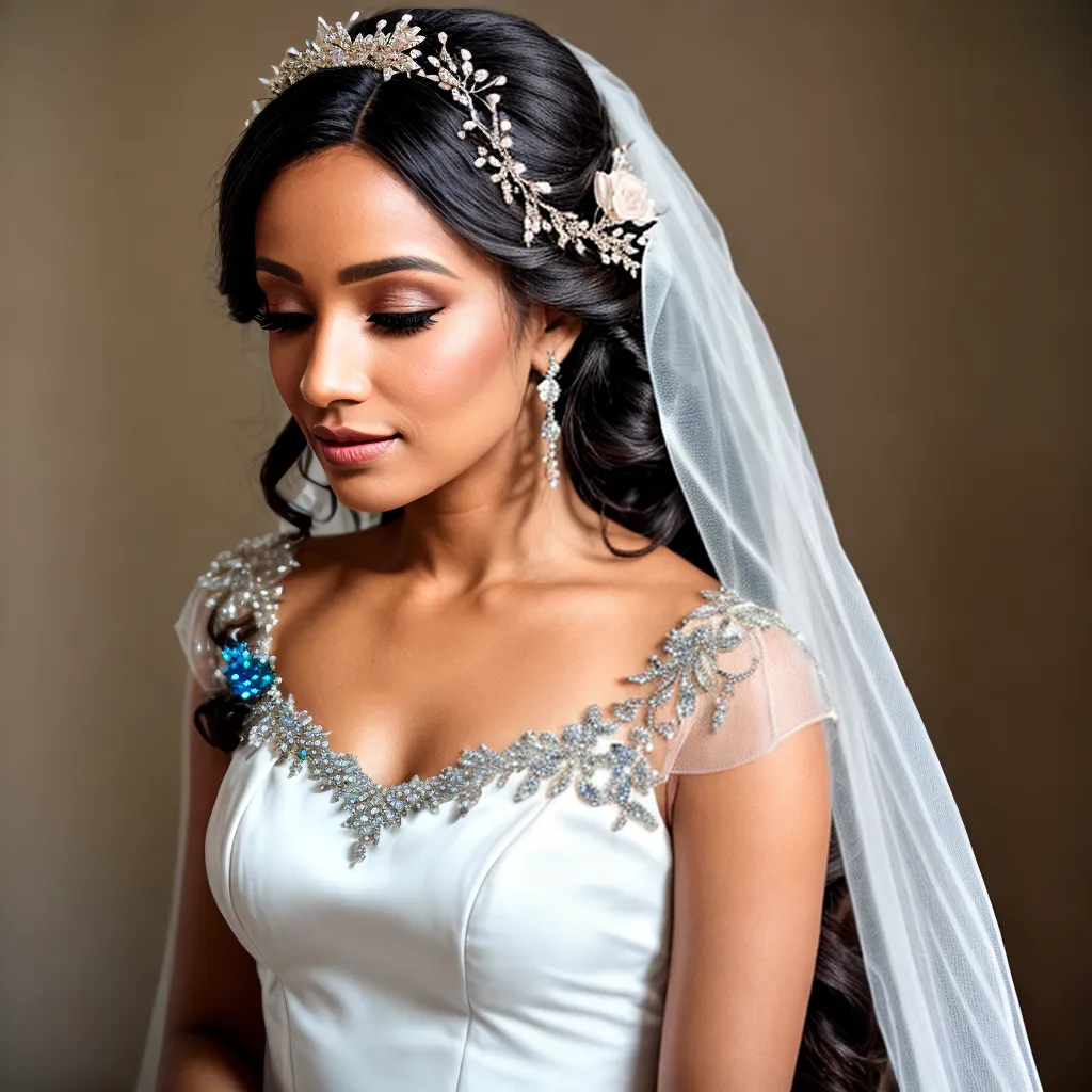 penteado noiva perolas tiara veu