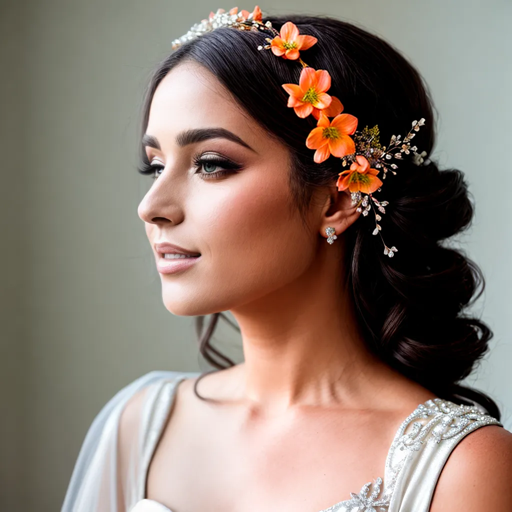 penteado noiva flores tiara