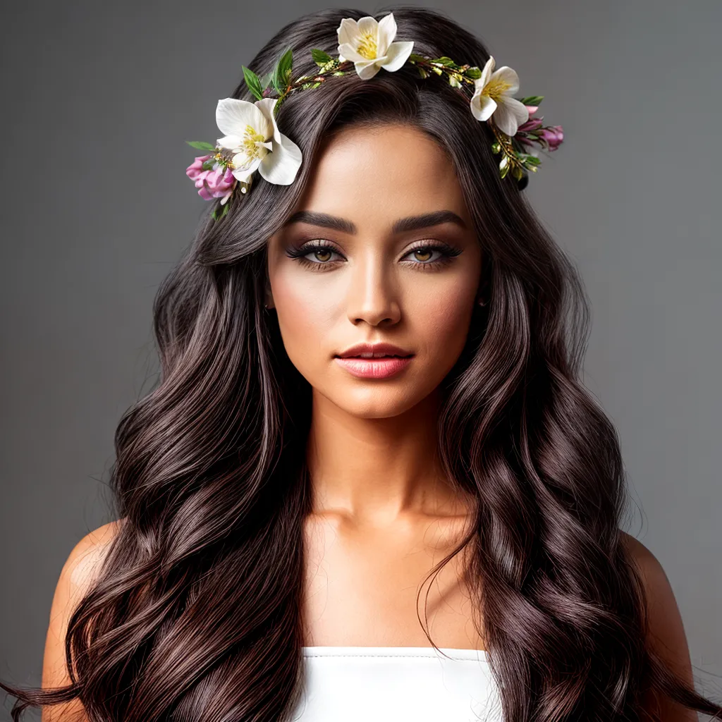 mulher cabelo flor coroa elegante