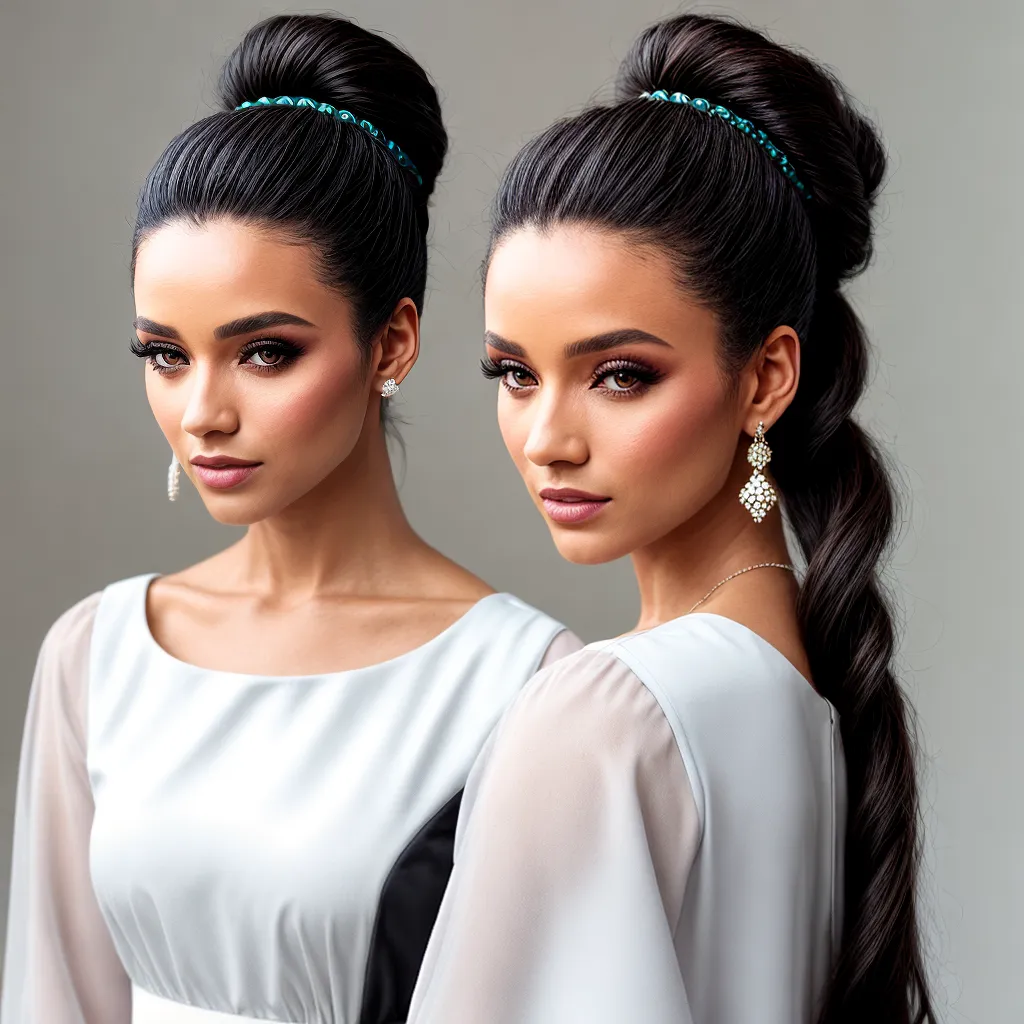 mulher penteado elegante vestido acessorio