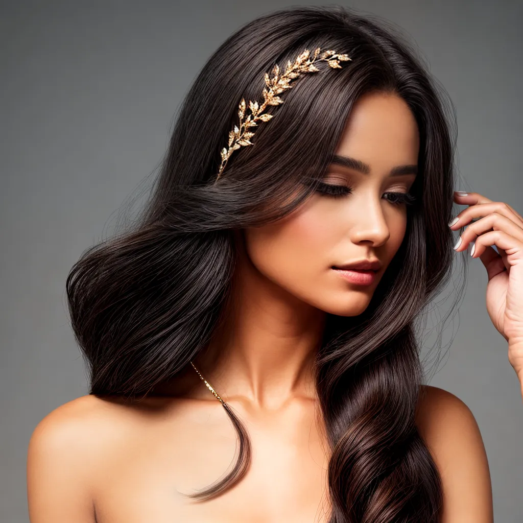 mulher cabelo liso hairpin ouro mulher cabelo liso hairpin ouro