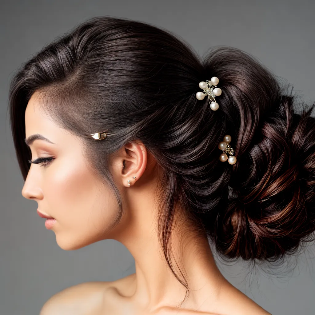clip perolas penteado baixo elegante