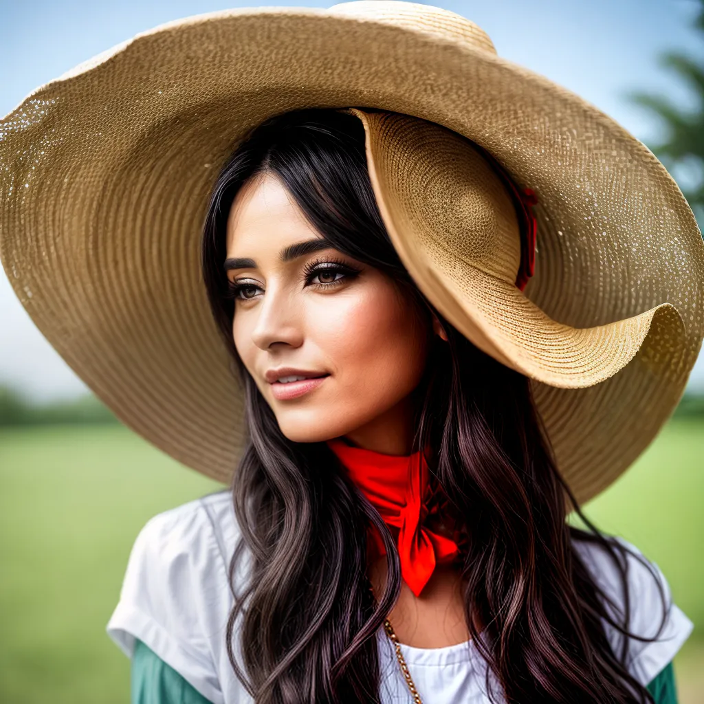 mulher cabelo longo chapeu palha mulher cabelo longo chapeu palha