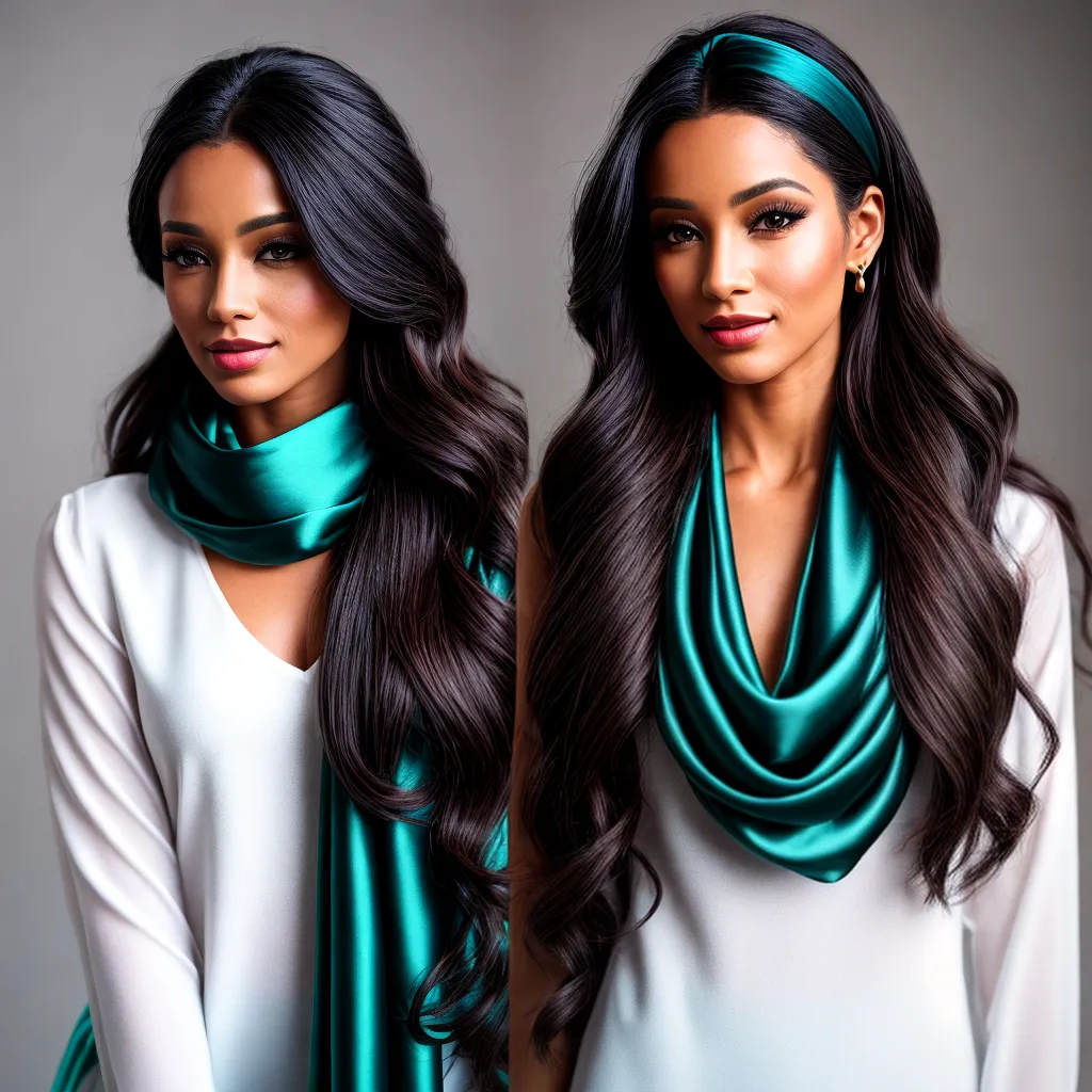 mulher cabelo longo echarpe seda mulher cabelo longo echarpe seda