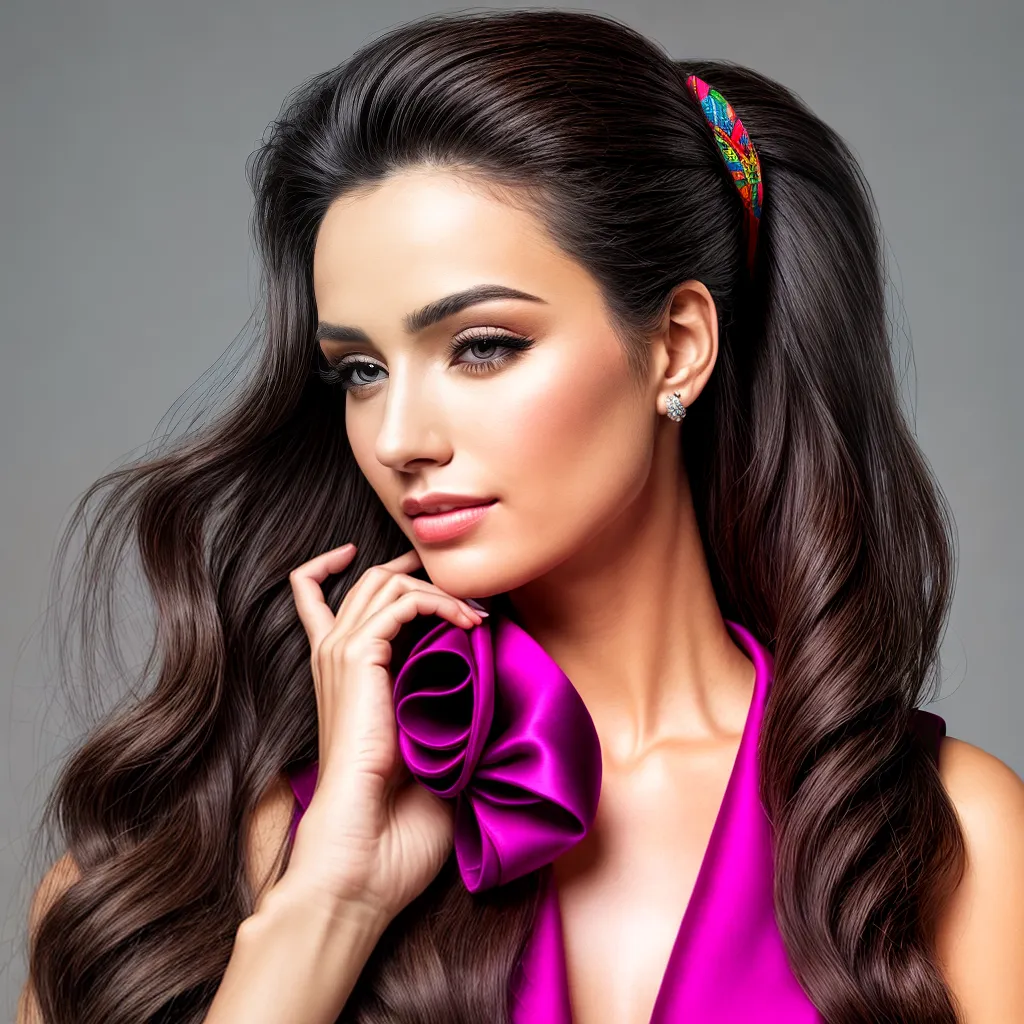 mulher cabelo longo echarpe colorida mulher cabelo longo echarpe colorida