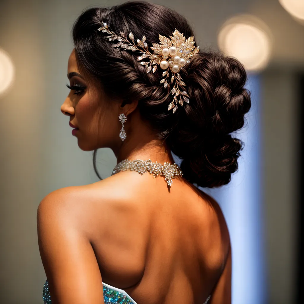 tiara brilhante cristais perolas penteado