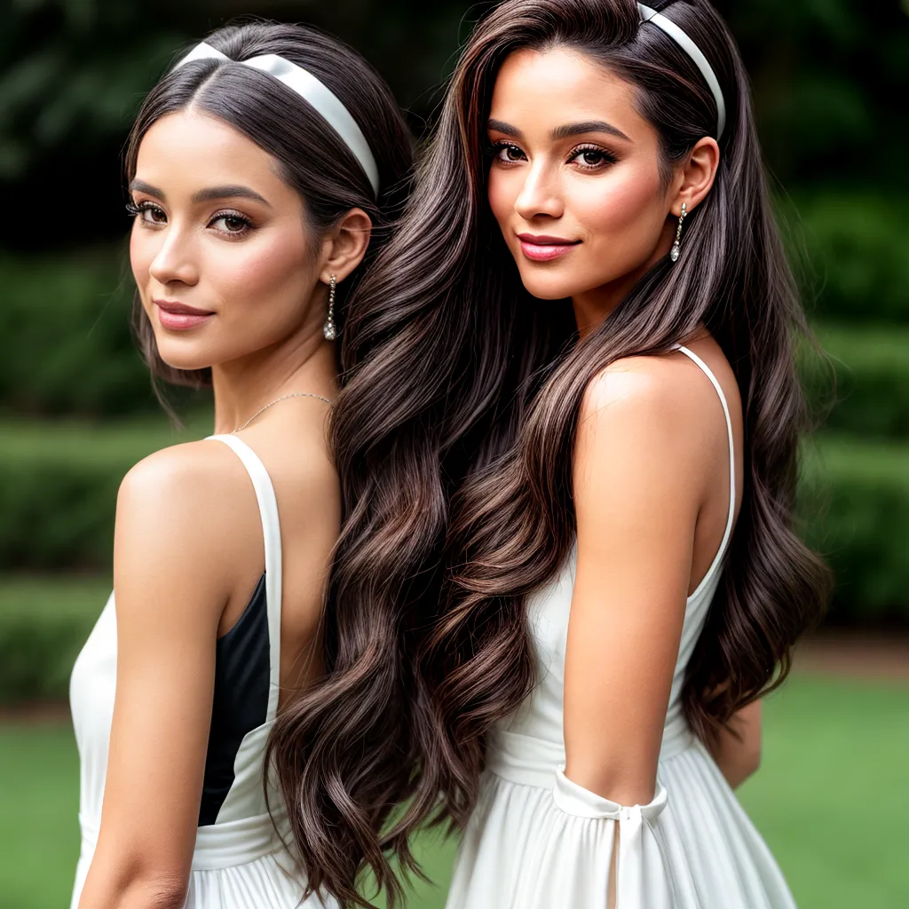 mulher cabelo longo headband seda