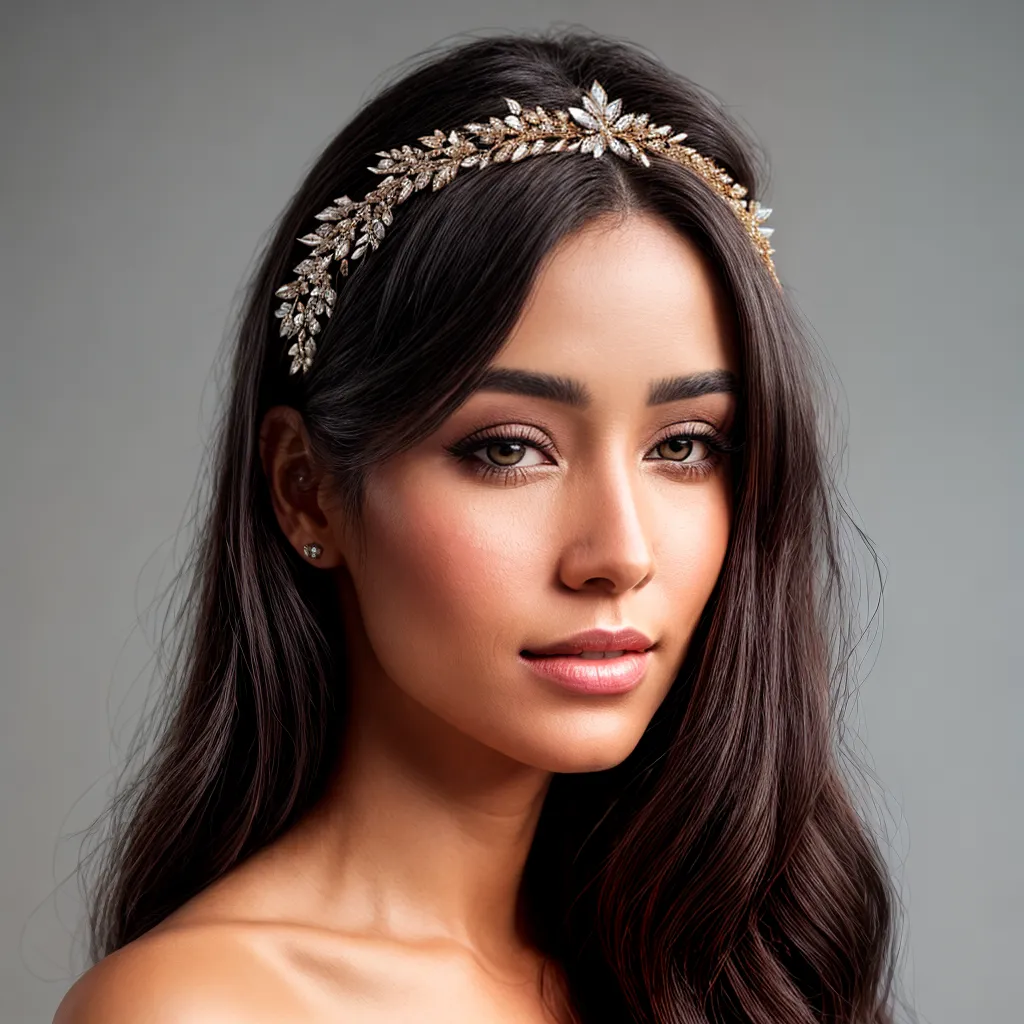 mulher cabelo longo headband perolas