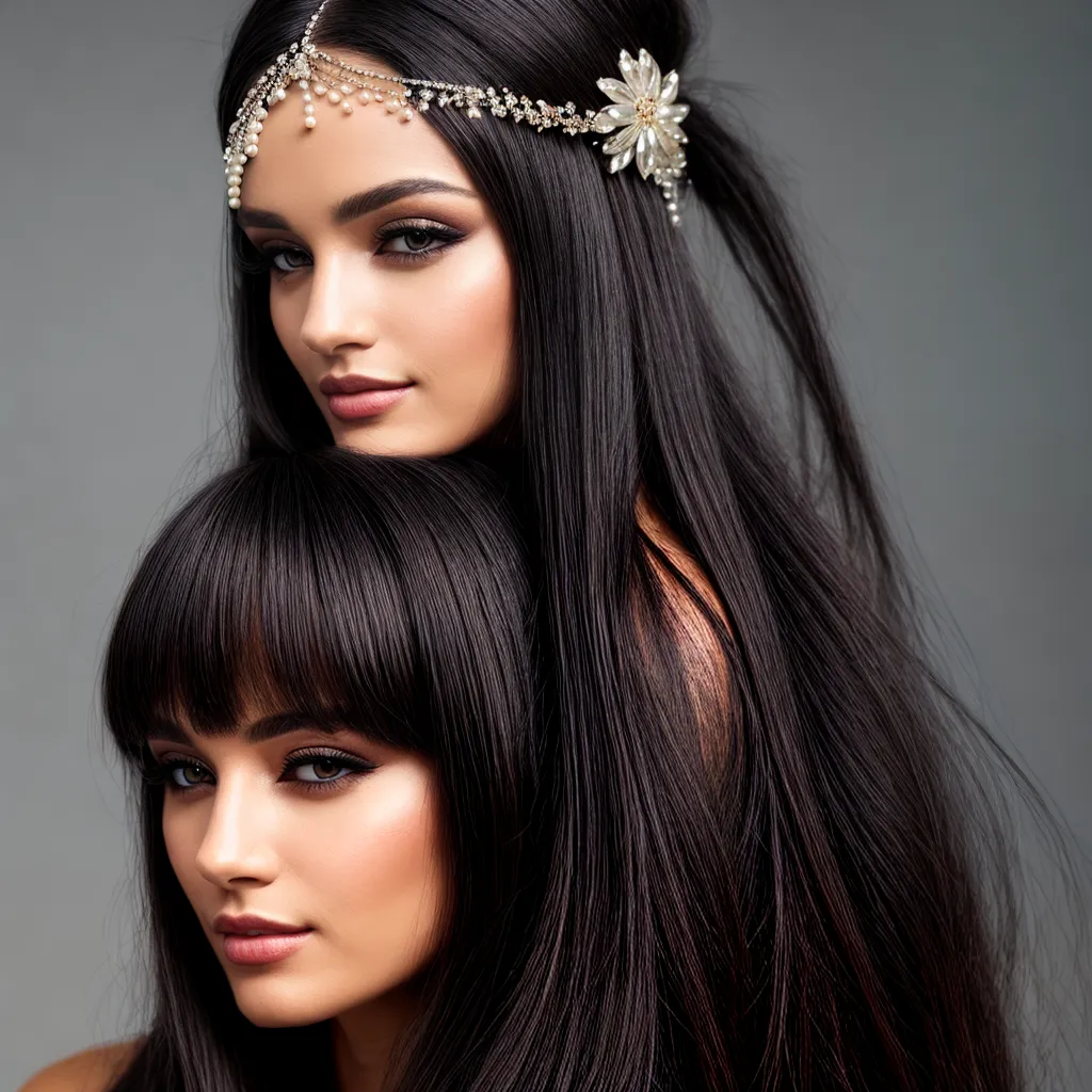 mulher cabelo liso faixa perolas