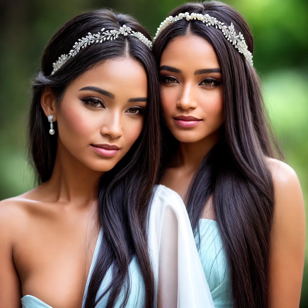 mulher cabelo longo headband perolas cristais