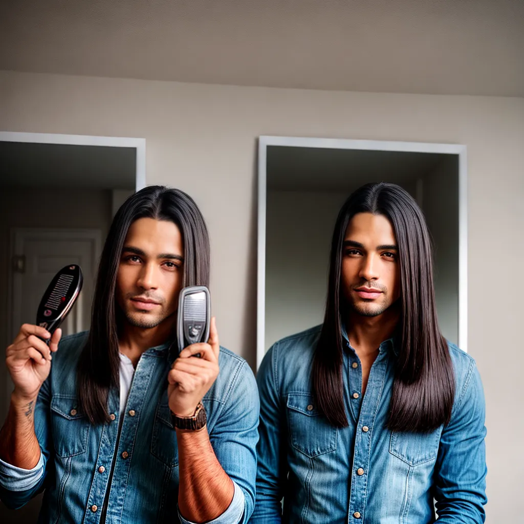 homem estiloso espelho cabelo liso
