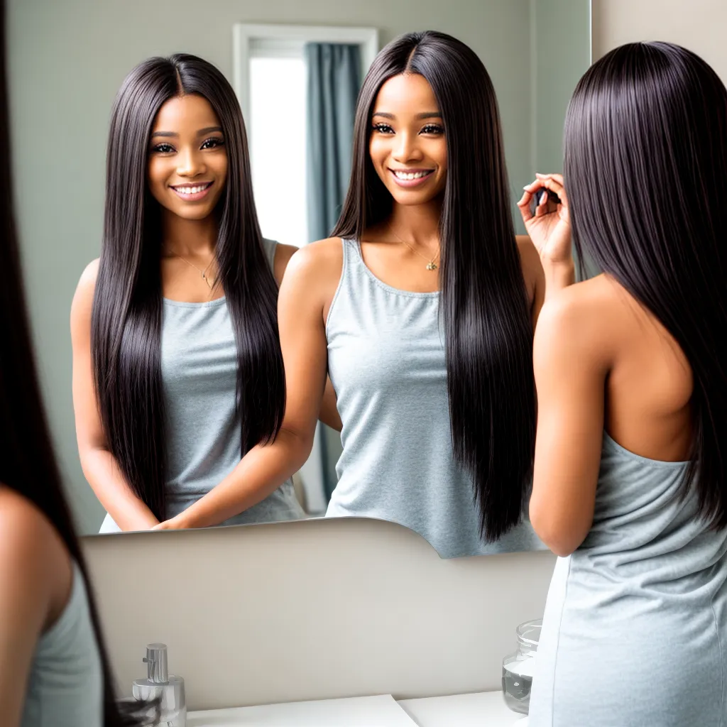 mulher cabelo liso espelho autoestima mulher cabelo liso espelho autoestima