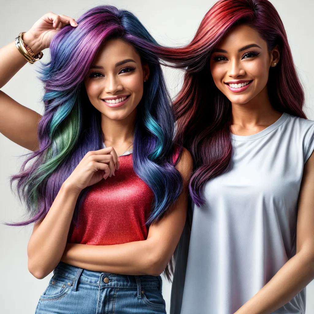 mulher cabelo colorido chapinha tinta