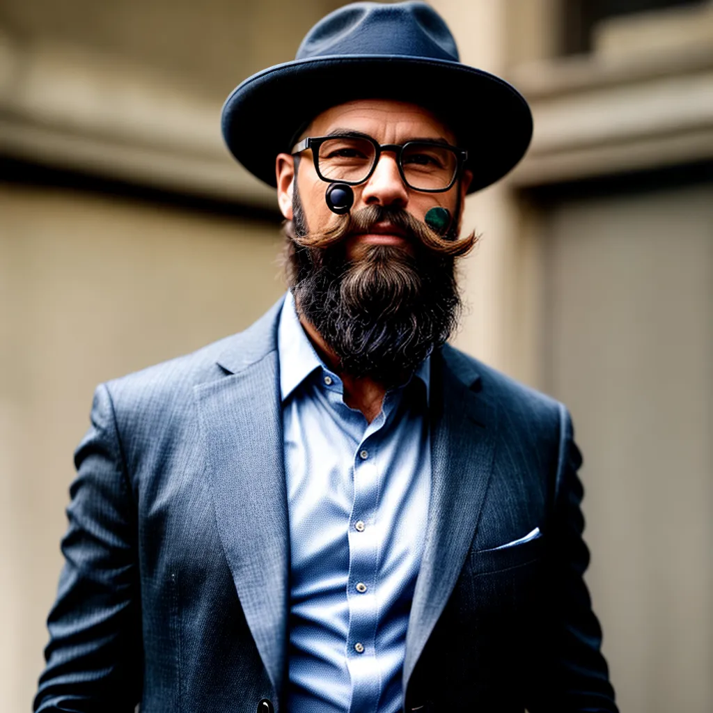 homem barbudo estiloso oculos chapeu homem barbudo estiloso oculos chapeu