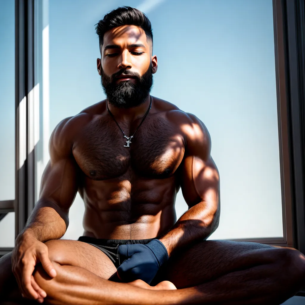 homem barba meditacao serenidade