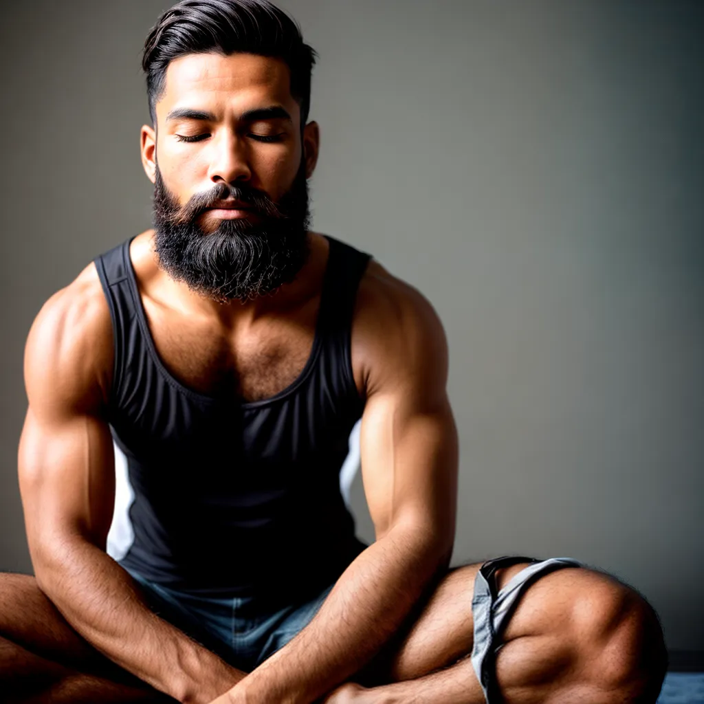 homem barbudo meditacao serenidade